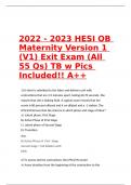 2022 - 2023 HESI OB Maternity Version 1 (V1) Exit Exam (All 55 Qs) TB w Pics Included!! A++