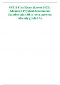 NR511 Final Exam &lpar;Latest 2023&rpar;&colon; Advanced Physical Assessment&colon; Chamberlain &lpar;All correct answers&comma; Already graded A&rpar;