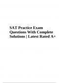 SAT Practice Exam Questions With Complete Solutions | Latest Rated A+