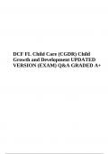 DCF FL Child Care (CGDR) Child Growth and Development UPDATED VERSION (EXAM) Q&A GRADED A+