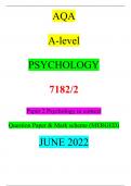 AQA A-level PSYCHOLOGY 7182&sol;2 Paper 2 Psychology in context Question Paper & Mark scheme &lpar;MERGED&rpar; JUNE 2022