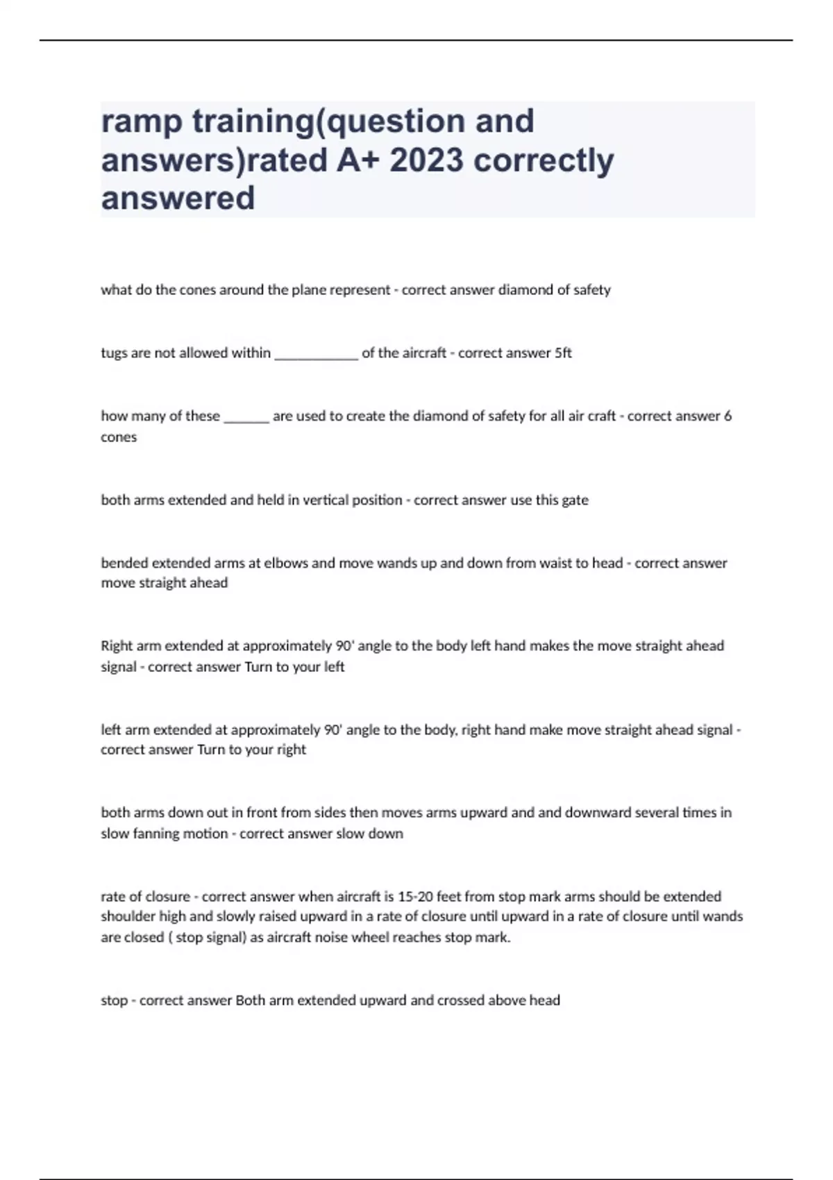 ramp training(question and answers)rated A+ 2023 correctly answered