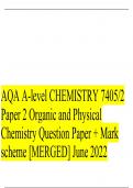 AQA A-level CHEMISTRY 7405/2 Paper 2 Organic and Physical Chemistry Question Paper + Mark scheme [MERGED] June 2022