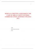 MODULE 8 WRITTEN ASSIGNMENT THE  CASE OF MRS G CLIENT CENTRED  COMMUNICATION ANSWERS UPDATED  2022