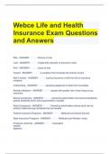 Webce Life and Health Insurance Exam Questions and Answers 
