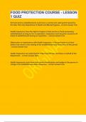 FOOD PROTECTION COURSE - LESSON 1 QUIZ&vert;2023 LATEST UPDATE&vert;GUARANTEED SUCCESS