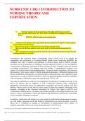 NU500 UNIT 1 DQ 1 INTRODUCTION TO NURSING THEORY AND CERTIFICATION&period;