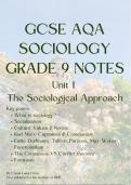 GCSE AQA Sociology Unit 1 The Sociological Approach Notes/ Revision Guide