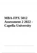 MBA-FPX 5012 Assessment 2 2022 - Capella University