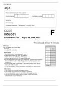 GCSE BIOLOGY Foundation Tier best rating FINAL Paper 1F JUNE 2022