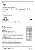 GCSE BIOLOGY Foundation Tier BEST RATING Paper 2F JUNE 2022