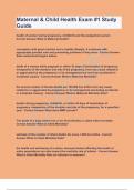 Maternal & Child Health Exam -1 Study Guide Corrrect Answer