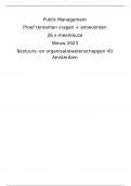 Tentamen Public Management VU Amsterdam 2023 - 26x meerkeuze met antwoorden
