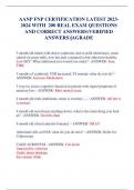 AANP FNP CERTIFICATION LATEST 2023- 2024 WITH 200 REAL EXAM QUESTIONS  AND CORRECT ANSWERS&lpar;VERIFIED  ANSWERS&rpar;&vert;AGRADE