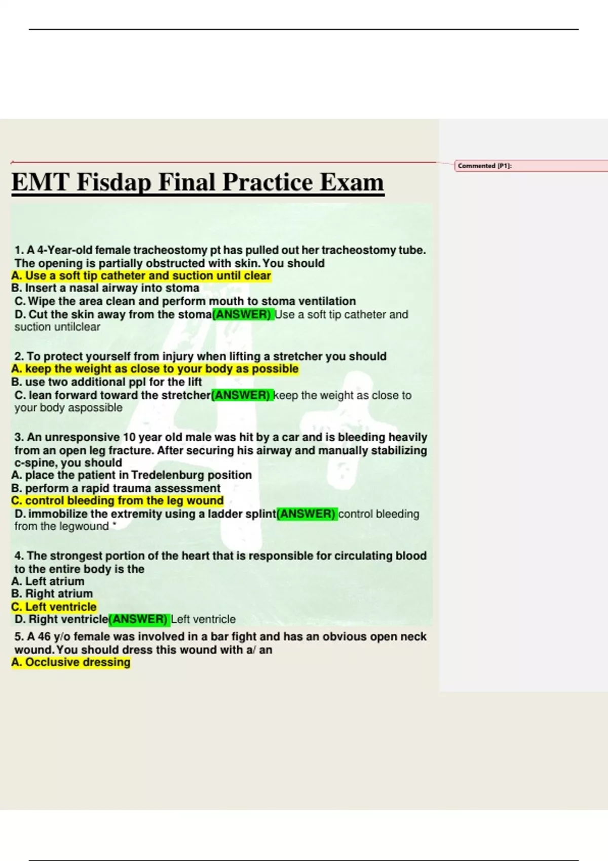 WEST COAST EMT BLOCK 14 QUESTIONS AND ANSWERS 2022/2023 + 2 others