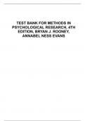 TEST BANK FOR METHODS IN  PSYCHOLOGICAL RESEARCH, 4TH  EDITION, BRYAN J. ROONEY,  ANNABEL NESS EVANS