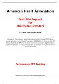  NURSI 427 American Heart Association Basic Life Support for Healthcare Providers BLS Course Study Guide & Review