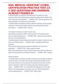 NHA&colon; MEDICAL ASSISTANT &lpar;CCMA&rpar; CERTIFICATION PRACTICE TEST 2&period;0 C 2023 QUESTIONS AND ANSWERS ALREADY PASSED A&plus;