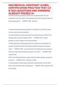 NHA MEDICAL ASSISTANT &lpar;CCMA&rpar; CERTIFICATION PRACTICE TEST 2&period;0 B 2023 QUESTIONS AND ANSWERS ALREADY PASSED A&plus;