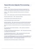 Texas All-Lines Adjuster Pre-Licensing  Exam  Questions and Answers &lpar;2024 &sol; 2025&rpar; &lpar;Verified Answers&rpar;