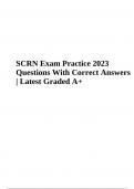 SCRN Final Practice 2023 Questions With Correct Answers Graded A+