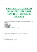 NASM PRACTICE EXAM 205 QUESTIONS WITH CORRECT  ANSWERS 2023/2024