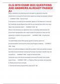 CLG 0010 EXAM 2023 QUESTIONS AND ANSWERS ALREADY PASSED A&plus;
