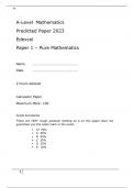 Edexcel A-Level Mathematics Predicted Paper 2023  Paper 1 – Pure Mathematics attached with mark scheme
