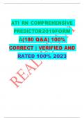 ATI RN COMPREHENSIVE PREDICTOR2019FORM A(180 Q&A) 100% CORRECT | VERIFIED AND RATED 100% 2023 lOMoARcPS D| 12486669 ATI RN COMPREHENSIVE PREDICTOR 2019 FORM A