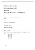 Edexcel AS Level Mathematics Predicted Paper 2023  Paper 2 – Mechanics and Statistics attached with mark scheme 