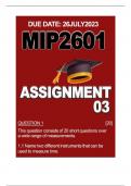 MIP2601 ASSIGNMENT 03 2023