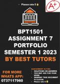 BPT1501 Assignment 7 Portfolio 2023 (Answers)