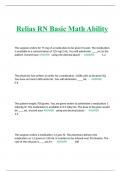 Relias RN Basic Math Ability / RN ADVANCED MATH ABILITY A | Questions and Answers Graded A+