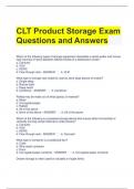 CLT Product Storage Exam Questions and Answers