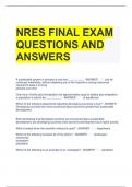 NRES FINAL EXAM QUESTIONS AND ANSWERS