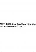 NURS 4442 Critical Care Exam 1 Questions and Answers (VERIFIED).