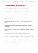 Introduction to Animal Care&vert; Questions  with 100 &percnt; correct Answers &vert; Verified