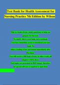 TEST BANK For Health Assessment for Nursing Practice 7th Edition by Susan Fickertt Wilson, Jean Foret Giddens |Complete Chapter 1 - 24 | 100 % Verified