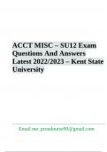 ACCT MISC – SU12 Exam Questions And Answers Latest 2022/2023 – Kent State University
