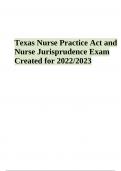 Texas Nurse Practice Act and Nurse Jurisprudence Exam Created for 2022/2023