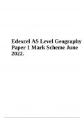 Edexcel AS Level Geography Paper 1 Mark Scheme June 2022. Dynamic Landscapes 