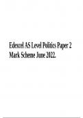 Edexcel AS Level Politics Paper 2 Mark Scheme June 2022.