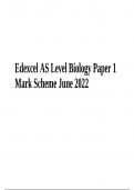 Edexcel AS Level Biology Paper 1 Mark Scheme June 2022