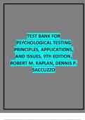 TEST BANK FOR PSYCHOLOGICAL TESTING PRINCIPLES&comma; APPLICATIONS&comma; AND ISSUES&comma; 9TH EDITION 2024 LATEST UPDATE BY ROBERT M&period; KAPLAN&comma; DENNIS P&period; SACCUZZO
