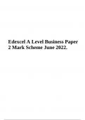 Edexcel A Level Business (9BS0) Paper 2 Mark Scheme June 2022.