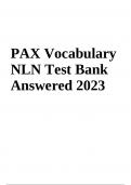 PAX Vocabulary NLN Test Bank Answered 2023
