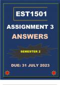 EST1501 ASSIGNMENT 3 ANSWERS &lpar;DUE&colon; 31 JULY  2023&rpar;---- &lpar; 756335&rpar; 