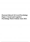 Pearson Edexcel AS Level Psychology Paper 1 Social and Cognitive Psychology Mark Scheme June 2022