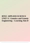 BTEC APPLIED SCIENCE UNIT 11 Genetics and Genetic Engineering &ndash; Learning Aim D