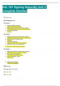 ASL 101 Signing Naturally Unit 5 with  Complete Solution